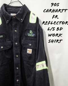 Vintage Carhartt FR reflector L/S BD work shirt M 90s カーハート リフレクター ボタンダウン ワーク シャツ ニカラグア製 ビンテージ