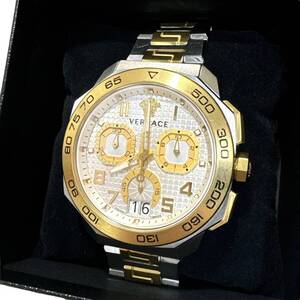 ☆超人気モデル☆VERSACE SAPPHIRE CRYSTAL STAINLESS STEEL ヴェルサーチ 腕時計 メデューサ ゴールド ディロス クォーツ クロノグラフ