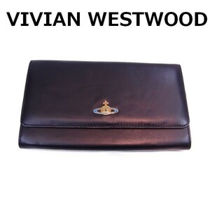 送料込 VIVIAN WESTWOOD LONDON レザー 長財布 ウォレット クラッチバッグ　黒　美品