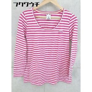 ◇ X-girl エックスガール ボーダー 長袖 Tシャツ カットソー サイズ1 ホワイト ピンク レディース
