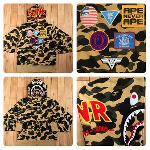 1st camo yellow patched シャーク パーカー Mサイズ shark full zip hoodie a bathing ape bape エイプ ベイプ アベイシングエイプ 迷彩 j