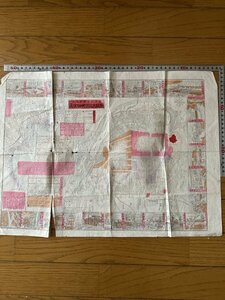 6132　古地図　改正　新版大阪市明細地図 明治25年　木版地図　イタミ有