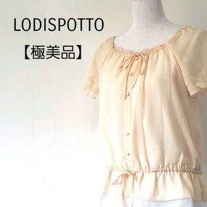 【極美品】LODISPOTTO ウエスト胸元リボン スクエア シフォンブラウス　ロディスポット　M クリーム