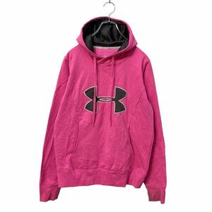 UNDER ARMOUR スウェット パーカー S ピンク グレー アンダーアーマー ロゴ フーディー スポーツ 古着卸 アメリカ仕入れ a410-5437