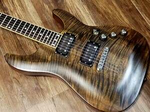 ★　 SCHECTER　C-1 EXOTIC　★　シェクター★　エキゾチック　★　虎トップ　セットネック　★