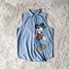 海外古着 90s 美品 DISNEY USA製 MICKEY ノースリーブシャツ