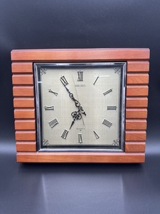 H0155 SEIKO QUARTZ QA413A 置き時計 掛け時計 動作確認済み 時計 アナログ時計 セイコ 木製