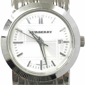 美品 BURBERRYS バーバリー 腕時計 BU1351 クオーツ アナログ ラウンド シルバー ウォッチ チェック おしゃれ 電池交換済み 動作確認済み