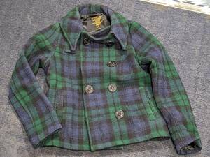 used SHIPS ×　WOOLRICH ブラックウォッチ柄　Pコート　Sサイズ