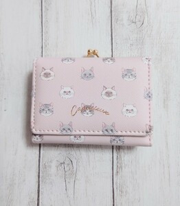 財布 ミニ財布 ピンク 猫 ネコ ねこ ギフト プレゼント　猫顔 ウォレット ミニ口金財布 がま口 A34-2 かわいい
