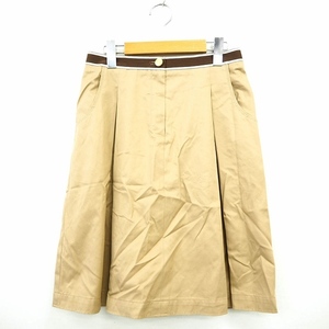 シップス SHIPS スカート タック 配色 ひざ丈 シンプル コットン 綿 M ベージュ 薄茶 /MT44 レディース