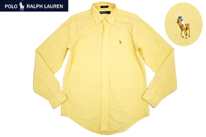 Y-2815★Polo by Ralph Lauren ポロ ラルフローレン★80s 90s アメリカ USA製ヴィンテージ イエロー B/D 長袖 オックスフォードシャツ 16