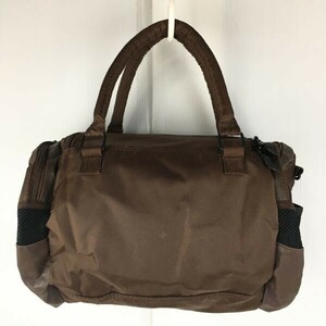 STUSSY/ステューシー　中大型　ボストンバッグ/ドラムバッグ　ダークブラウン/焦げ茶　薄い幾何学柄　gym traveling club bag/管NO.yB15-39