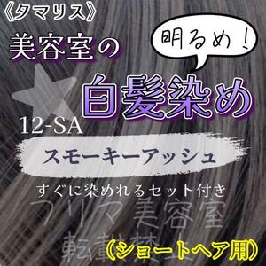 タマリス　すぐに染めれる白髪染めセット　スモーキーアッシュ12 （明るめ）　グレイカラー　ショート用