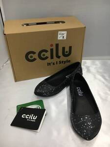 新品未使用品 ccilu milano パンプス フラットシューズ 黒色 ブラック 22㎝ スリッポン レインシューズ