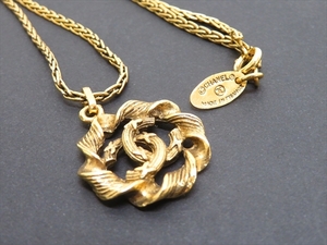 ◆◇CHANEL シャネル ツイスト ラウンド ロゴ ネックレス ヴィンテージ ココマーク ゴールド系 GLD◇◆