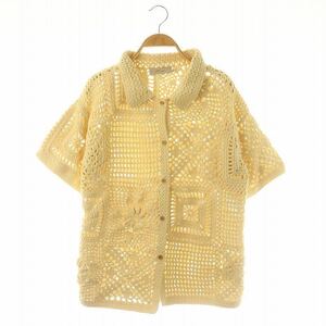 マウジー MOUSSY 23SS クローシェ CROCHET シャツ 半袖 フロントボタン F ベージュ /YQ ■OS ■SH レディース