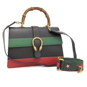 GUCCI デュオニソス ミディアム バンブー 2WAYショルダーバッグ レザー ブラック 448075