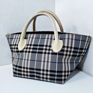 バーバリーブルーレーベル BURBERRY BLUE LABEL ナイロン 牛革 チェック柄 ミニハンドバッグ ミニトートバッグ 三陽商会 7589862e20241119