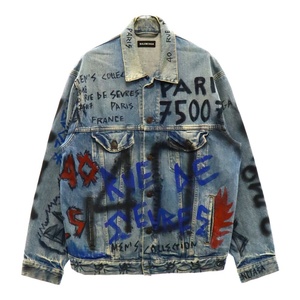 BALENCIAGA バレンシアガ 18AW Graffiti Denim Jacket グラフィティ デニムジャケット インディゴ 534556 TBP33