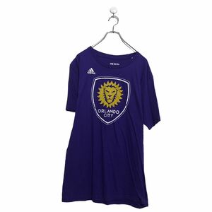 adidas 半袖 ロゴ Tシャツ アディダス L パープル プリント クルーネック 古着卸 アメリカ仕入 a604-7068