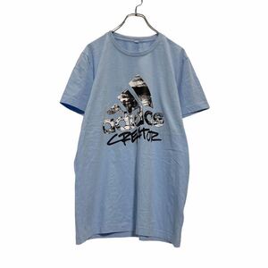 adidas 半袖 プリント Tシャツ L～ ブルー CREATOR アディダス スポーツ ロゴ 古着卸 アメリカ仕入 a508-5534