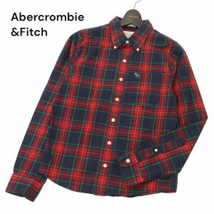 Abercrombie&Fitch アバクロンビー＆フィッチ 通年 胸刺繍★ 長袖 ボタンダウン チェック シャツ Sz.S　メンズ　C4T06915_7#C