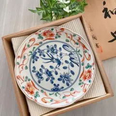 箱入り　未使用　たち吉 橘 赤絵花鳥 金彩 和皿 5枚 中皿 銘々皿 盛皿 色絵