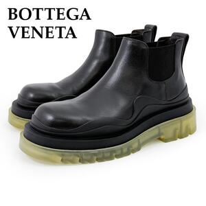 定価18万★美品 ボッテガヴェネタ タイヤ アンクル チェルシーブーツ 黒 ブラック BOTTEGA VENETA ブーツ 厚底 サイドゴア ショートブーツ