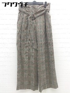 ◇ ◎ green label relaxing UNITED ARROWS チェック 千鳥格子 ワイド パンツ サイズ40 ベージュ レディース