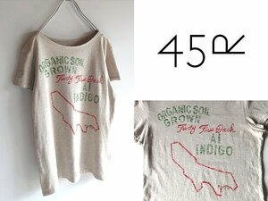 45rpm 45DASH AI INDIGO YUKI COTTON 100％ ロゴプリント オーガニックコットン天竺 Tシャツ カットソー 3 杢ベージュ Umii908 Badou-R