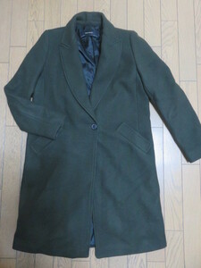 【新品】ZARA　WOMANウール７５％コート　M　緑