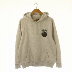 ステューシー STUSSY ロゴパーカー トレーナー 長袖 プルオーバー フード付き コットン M グレー 黒 ブラック /YQ