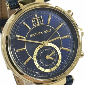 超美品 MICHAEL KORS マイケルコース Sawyer ソーヤー 腕時計 MK2425 クオーツ アナログ ラウンド ネイビー クロノグラフ ウォッチ 箱付き