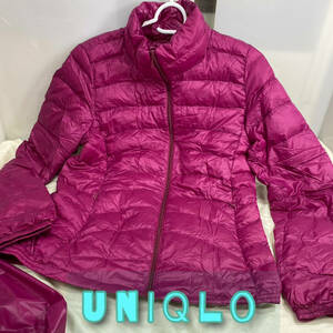 ユニクロ ◆ ソフト ダウンジャケット Mサイズ ローズ ピンク系 ◆ UNIQLO ◆ レディース 収納袋付き