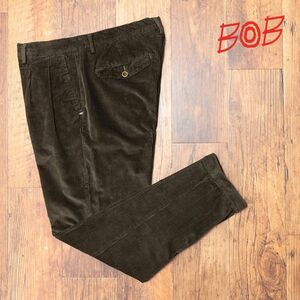 秋冬/BOB/52サイズ/イタリー製パンツ コーデュロイ ストレッチ 無地 サルエル調 ツータック ヌケ感 新品/茶色/ブラウン/jb247/