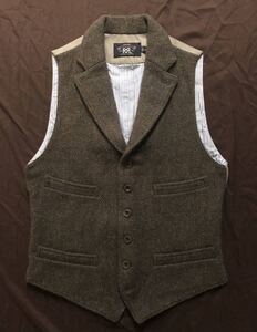 【希少】極美品 RRL LAPELED OLIVE TWEED VEST ダブルアールエル ツイード ラペル オリーブ カーキ ベスト ラルフローレン XS