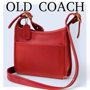 極美品　COACH オールドコーチ　ショルダーバッグ　クロスボディ　赤　Vintage COACH ヴィンテージ　バッグチャーム　レッド