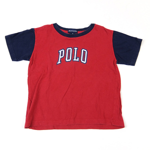 POLO RALPH LAUREN 4T 切り替え 半袖Tシャツ ポロ ラルフローレン レッド×ネイビー