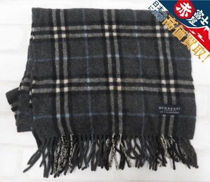 2A8726【クリックポスト対応】バーバリーロンドン カシミヤチェックマフラー BURBERRY LONDON