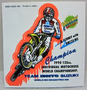 たぶん1990年代頃のステッカー●3.TEAM BIeFFe SUZUKI WORLD MX ORAND PRIX 125cc 1990●モトクロス●Printed in Japan