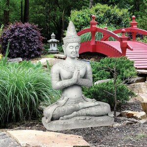 タイのアユタヤ王朝 座って祈る仏像彫像: ラージ彫刻 庭園 エントランス 芝生 レストラン 贈り物 輸入品