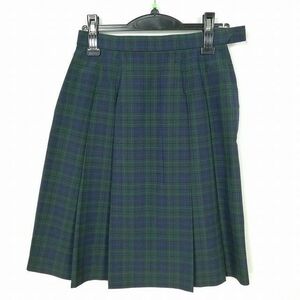 1円 スクールスカート 夏物 w66-丈57 チェック 栃木上河内中学 プリーツ 学生服 制服 女子 中古 IN7477