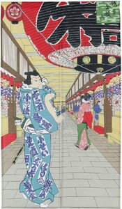 浮世絵のれん　浅草　約85×150cm　ポリエステル100％　日本製　新品