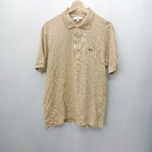 ◇ Lacoste ラコステ ブランドロゴ カジュアル 半袖 ポロシャツ サイズL ベージュ系 レディース メンズ E 1405140036329