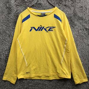 NIKE ナイキ 長袖Tシャツ ロンT Y2K レディースサイズM イエロー 黄 メンズ トップス 最落なし (K24)