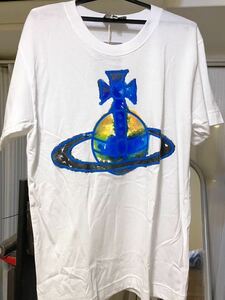 送料込●新品●完売品 Vivienne Westwood 半袖Tシャツ44 白H 日本製 青プリントオーブ コットン100% ヴィヴィアンウエストウッド ビビアン