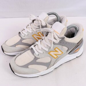 X-90 ニューバランス 25.0cm/new balance オフホワイト グレー 黄色 白 中古 古着 スニーカー メンズ レディースyy9589