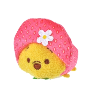 新品 ディズニー ツムツム くまの プーさん ぬいぐるみ TSUM TSUM イチゴ ピンク 帽子 春 花 いちご 苺 フード 帽