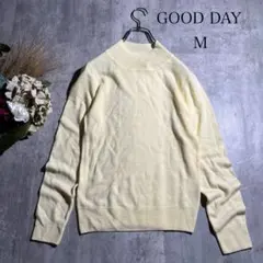 ね876 GOOD DAY ロングスリーブニット【M】イエロー　サマー　薄手